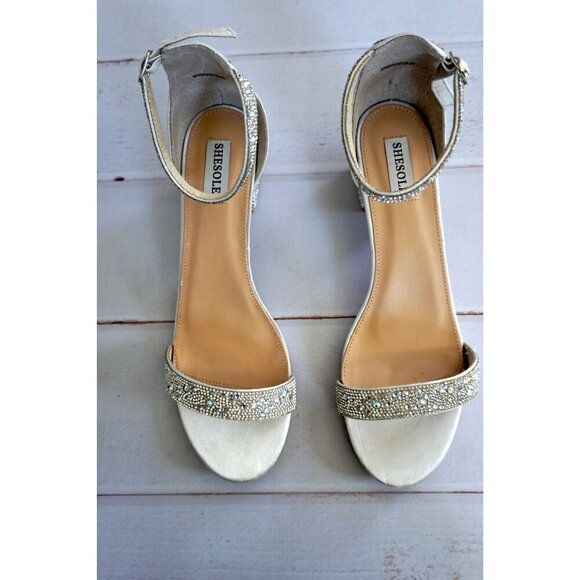 SheSole Open Toe Strappy Low Block Heel Bling Rhinestone Sandal - Size 42/ US 11 - Picture 2 of 12